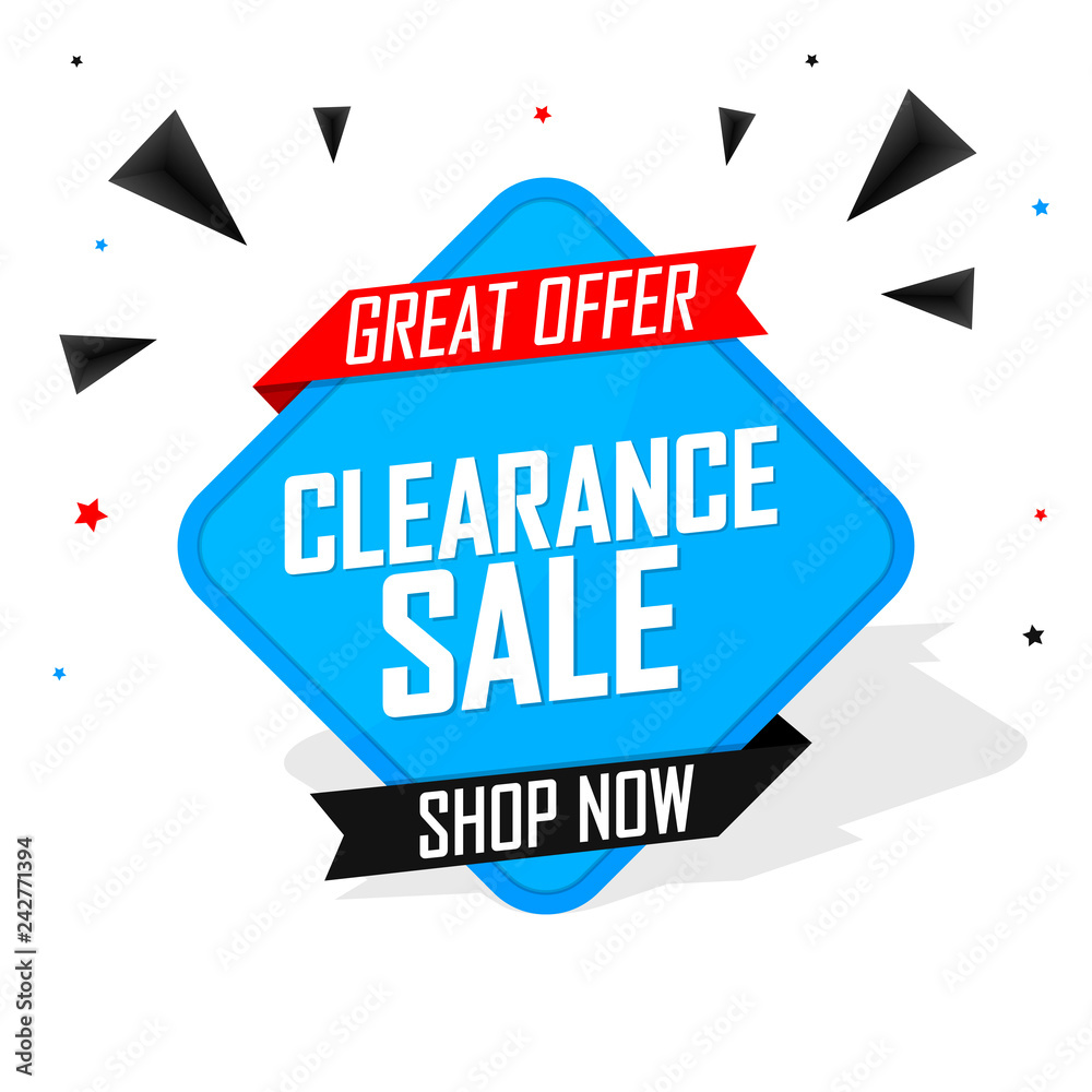 Clearance Sale, banner design template, discount tag, great offer, vector  illustration Stock Vector