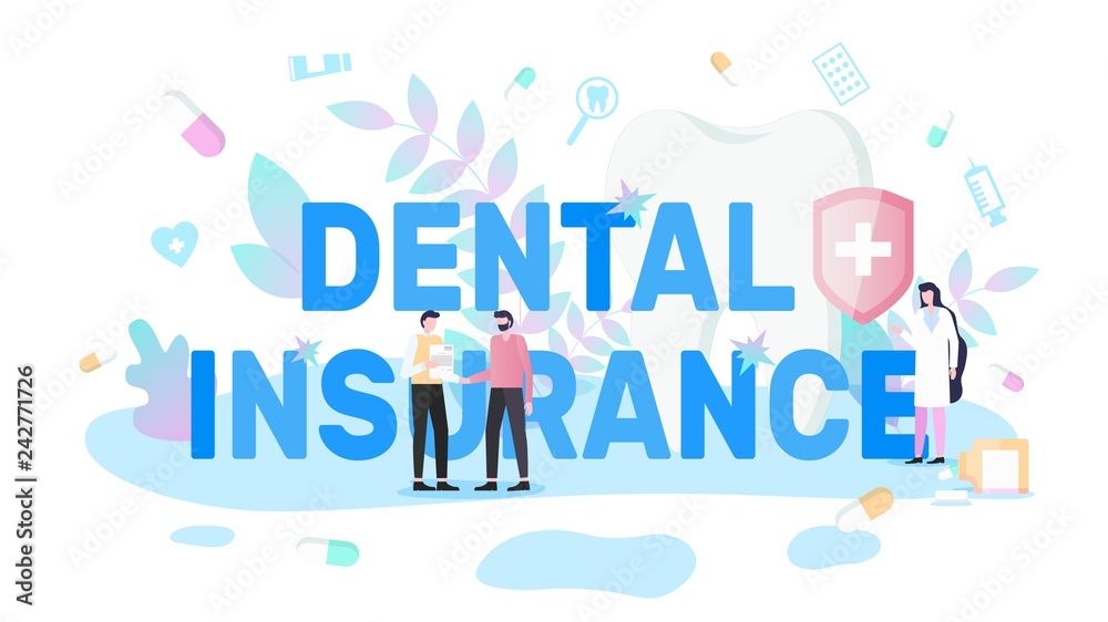 Taking Policy of Dental Insurance Vector Banner