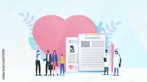 Family health insurance flat vector concept