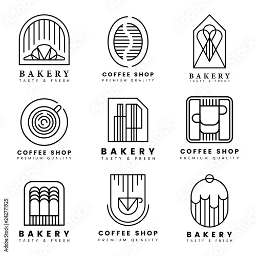 Coffee and pastry shop logo vector set