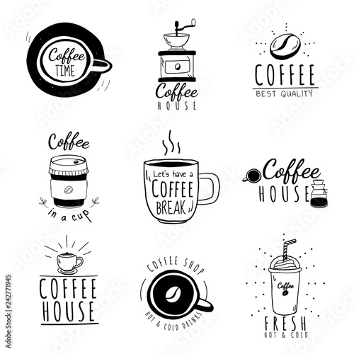 Set of coffee shop logos vector