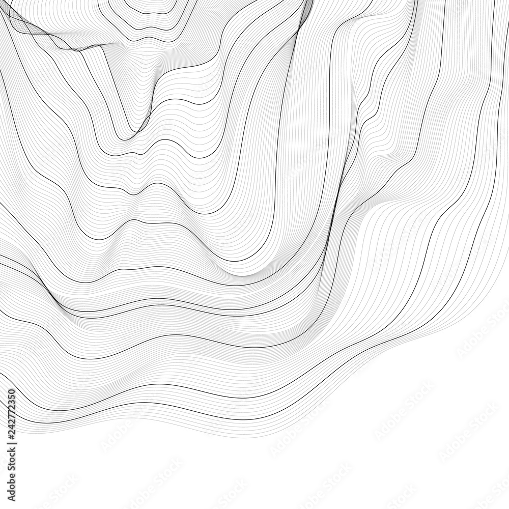 Monochrome abstract contour line illustration Monochrome abstract contour line illustration