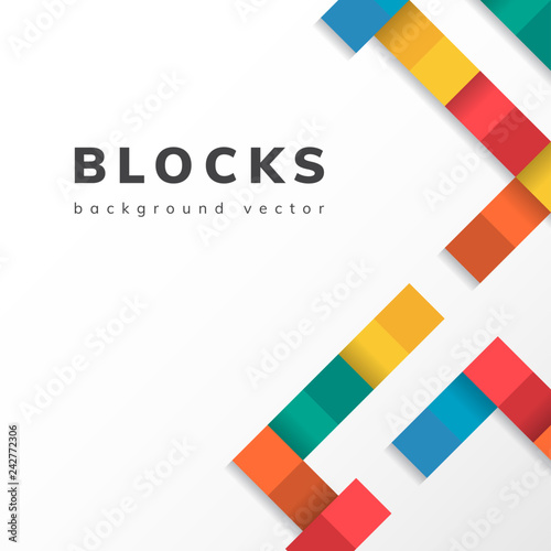 Colorful blocks on blank white background vector