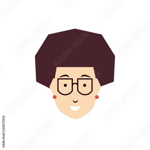 head of young woman with eyeglasses