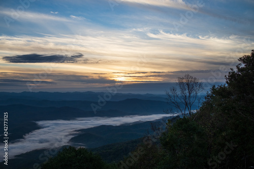 Misty morning view at Doi Samer Dao, Nan. Thailand