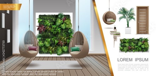 Realistic Home Interior Colorful Composition