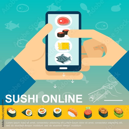 Flat Online Japanese Food Delivery Template
