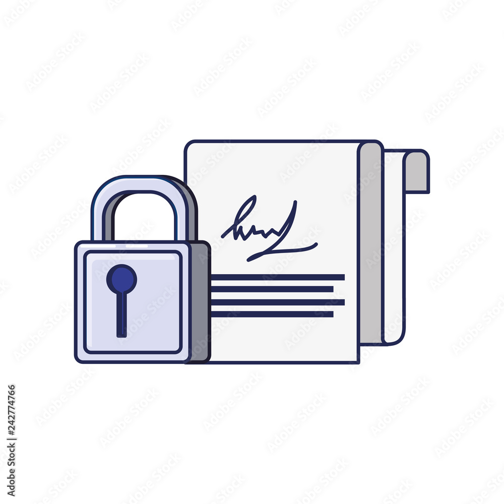Obraz premium safe secure padlock with contract document