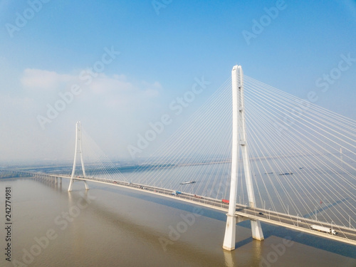 Aerial view of road transportation of Yangtze river bridge © hying51