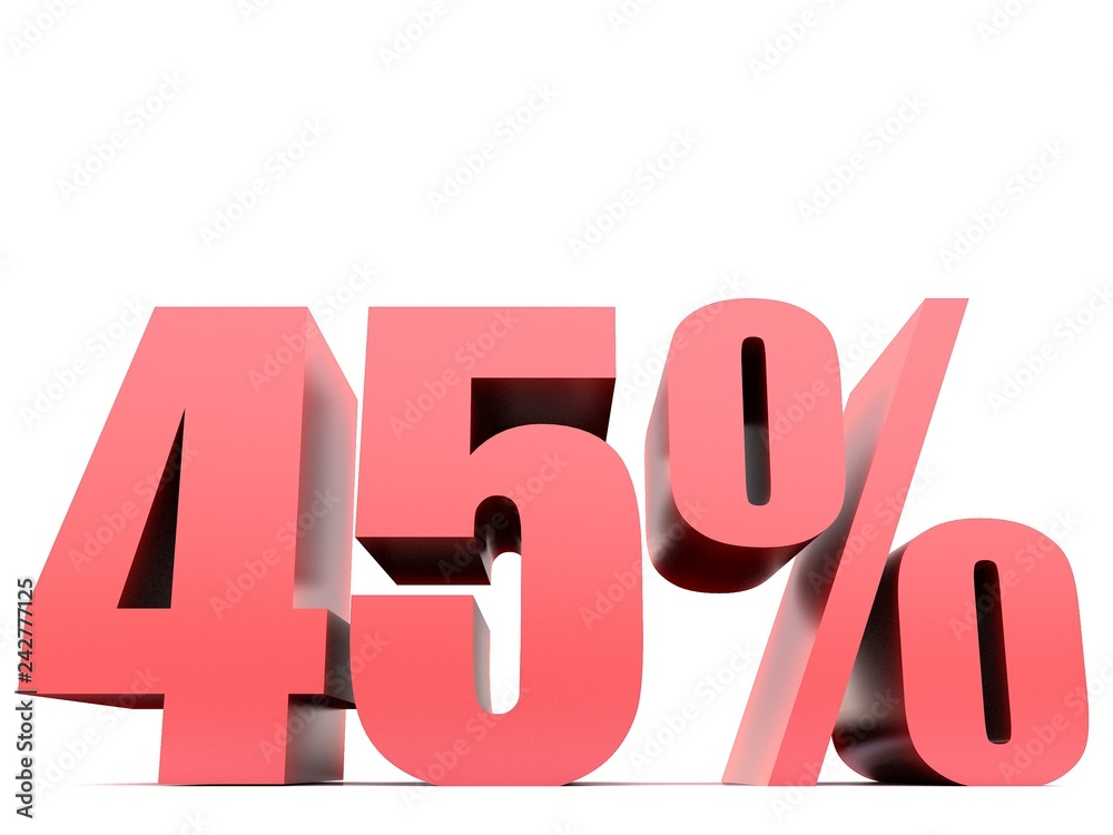 forty five percent 45% symbol .3d rendering forty five percent 45% symbol .3d rendering