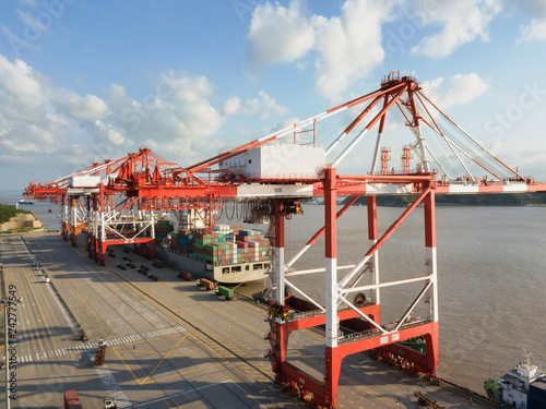 Container terminal handling area, aerial view © hying51