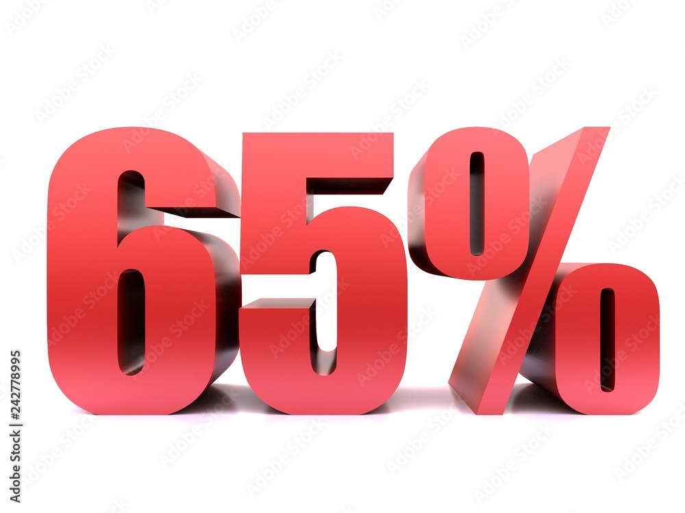 sixty five percent 65% symbol .3d rendering sixty five percent 65% symbol .3d rendering