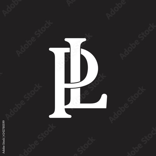 letters pl linked design logo vector