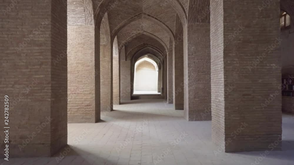 Vaulted arch passageway among columns at Jameh Mosque of Isfahan Vaulted arch passageway among columns at Jameh Mosque of Isfahan