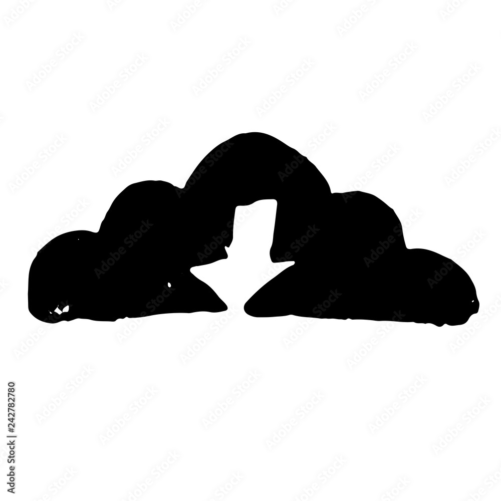 Cloud upload grunge icon. Vector ink illustration Cloud upload grunge icon. Vector ink illustration