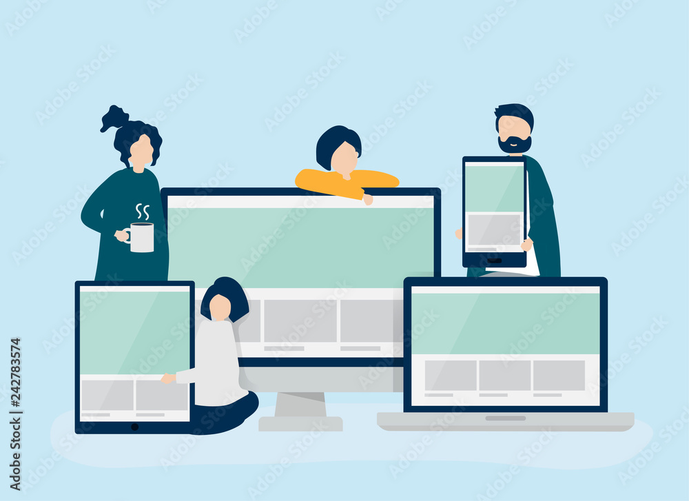 People with web design concept illustration People with web design concept illustration