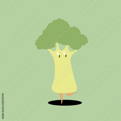 Fresh broccoli cartoon character vector