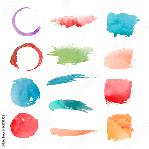Watercolor geometric shapes vector set
