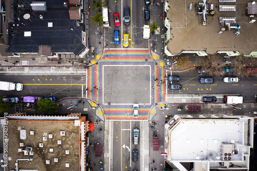 Fotografia San Francisco Castro District Rainbow Crosswalk Intersection