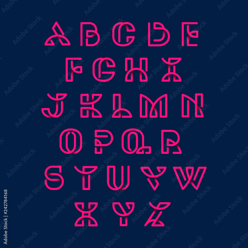 Pink retro alphabets vector set