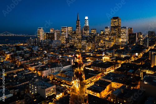 San Francisco Downtown Skyline / Cityscape at Blue Hour / Dusk