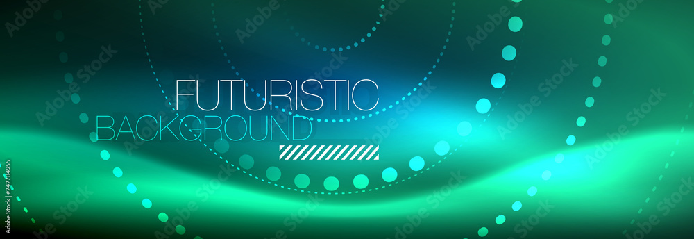 Glowing neon circle line dots, round line design, abstract style on black background. Neon abstract round circles Magic neon lights and glowing dots Glowing neon circle line dots, round line design, abstract style on black background. Neon abstract round circles Magic neon lights and glowing dots