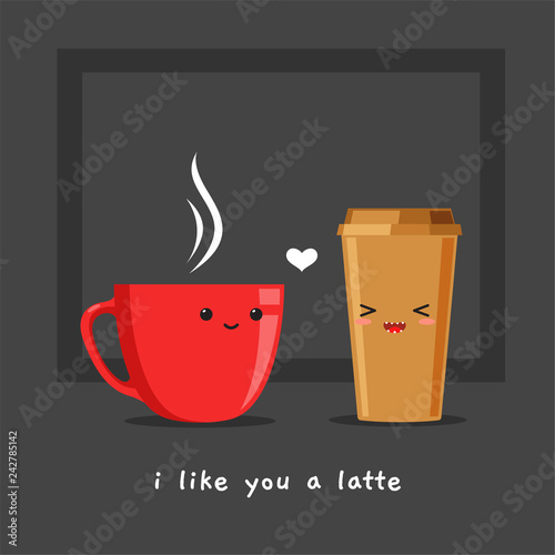 A mug and a coffee cup. Vector Illustration