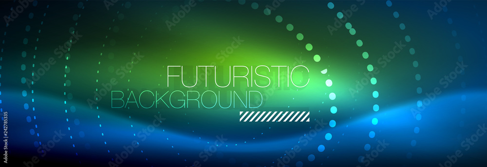 Glowing neon circle line dots, round line design, abstract style on black background. Neon abstract round circles Magic neon lights and glowing dots Glowing neon circle line dots, round line design, abstract style on black background. Neon abstract round circles Magic neon lights and glowing dots