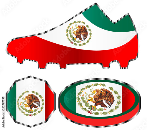 set of various icons of the national flag of Mexico