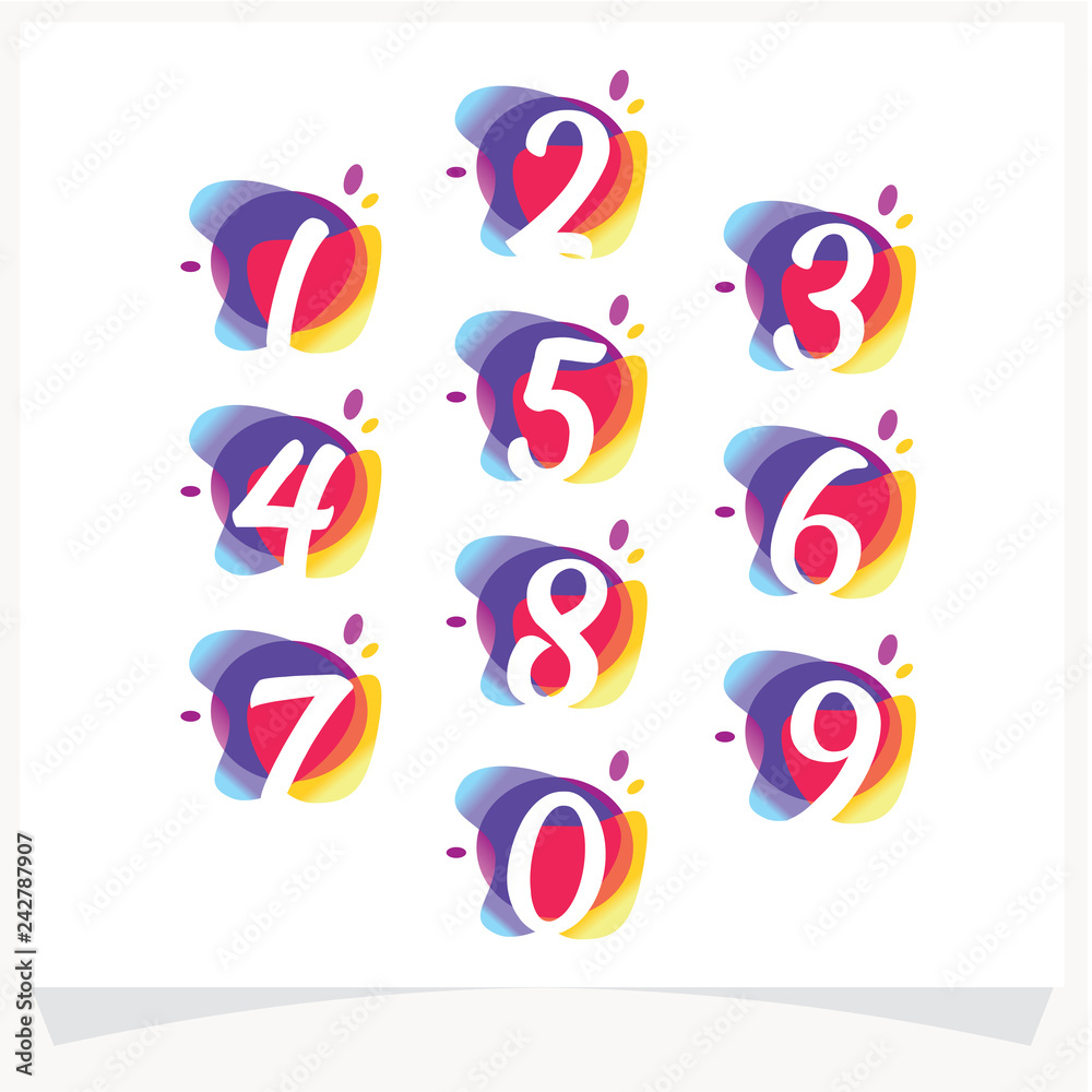 Number Colorful Set Logo Design, Logo Design Template Inspiration, App Icon Design