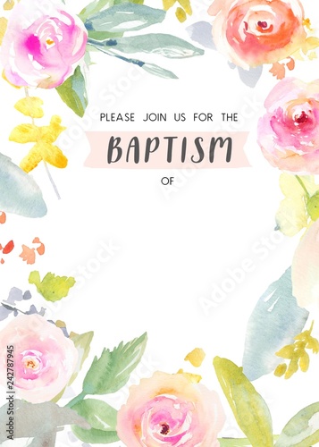 Cute Baptism Invitations Template, DIY Printable Baptism Christening Invitations