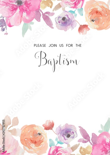Cute Baptism Invitations Template, DIY Printable Baptism Christening Invitations