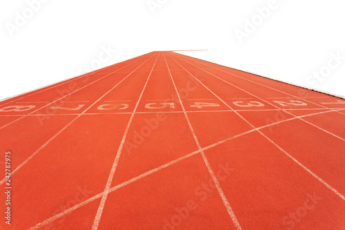 Running tracks in stadium on white background