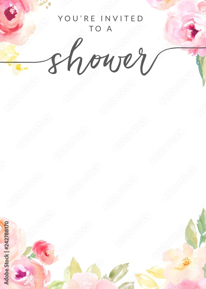 Printable Shower Invitation Template. Bridal Shower, Baby Shower Invitation