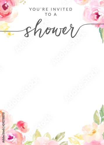 Printable Shower Invitation Template. Bridal Shower, Baby Shower Invitation