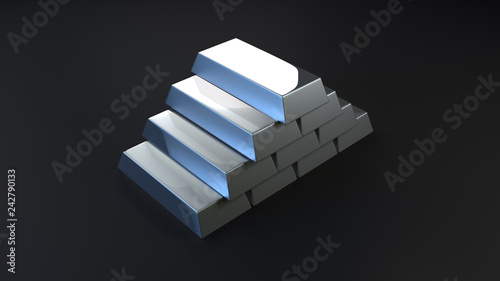 Silver Bars,3D Silverrender (3D rendering)