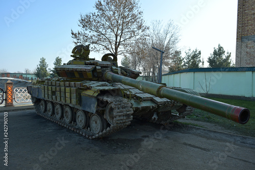 old Russian panzer in the city