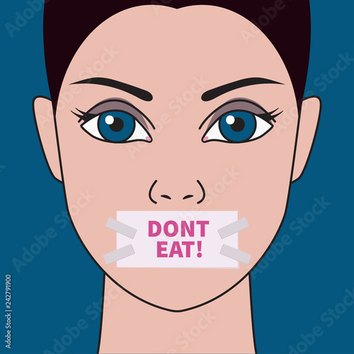 Girl with taped mouth