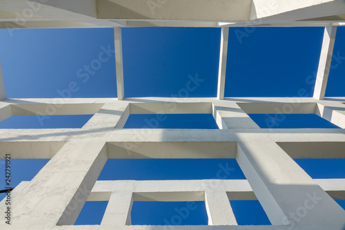 White architecture bridge with blue sky for transportation