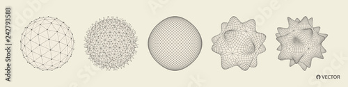 Sphere with connected lines. Crystal. Global digital connections. Wireframe illustration. Abstract 3d grid design. Molecular grid. Futuristic connection structure for chemistry and science.