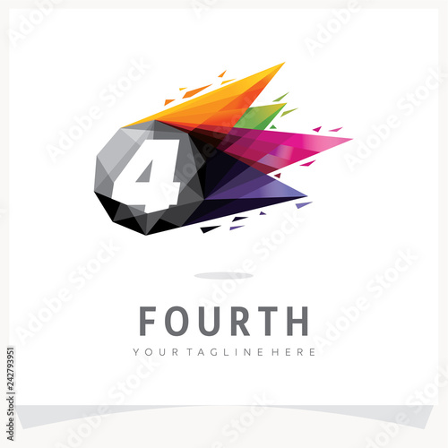 Number 4 Logo Design with Colorful Polygon Comet  Logo Design Template Inspiration  App Icon Design