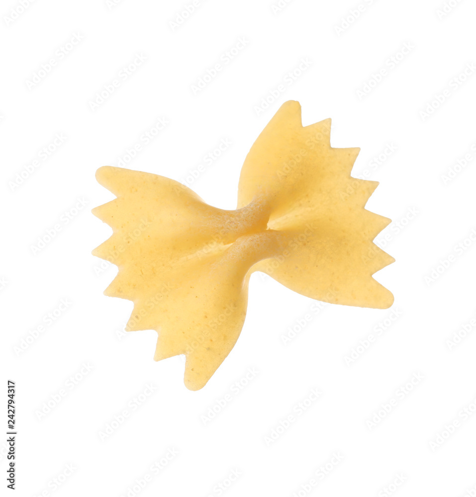 Fototapeta premium Uncooked farfalle pasta on white background