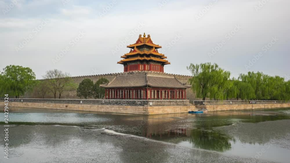 Corner Tower of Forbidden city time lapse in Beijing, China Corner Tower of Forbidden city time lapse in Beijing, China