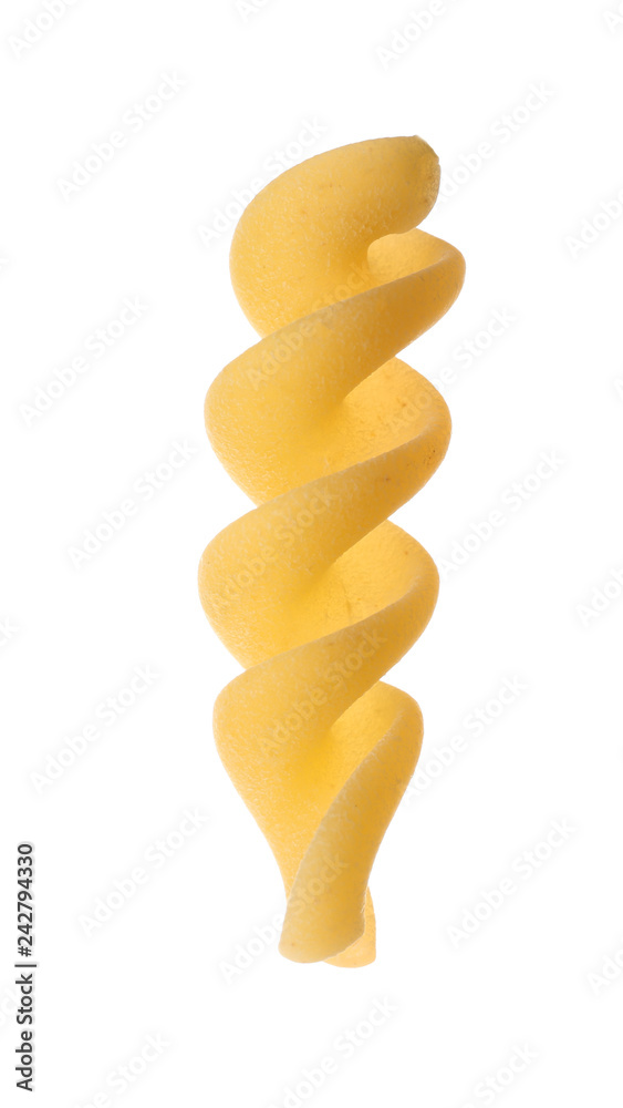 Uncooked fusilli pasta on white background Uncooked fusilli pasta on white background
