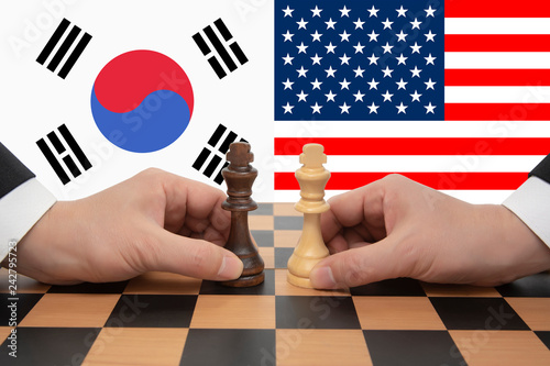 South Korea-US Summit expressed in a chess game. photo