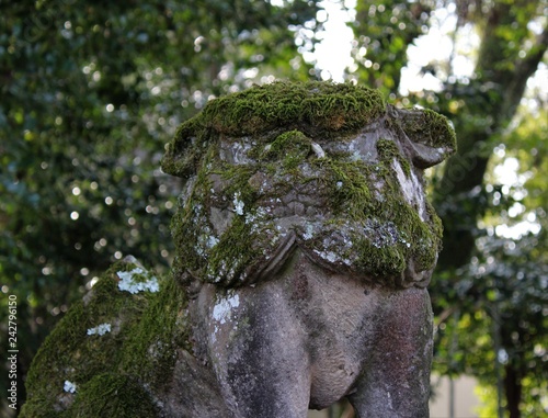 A handmade stone sculpture in a Japanese garden