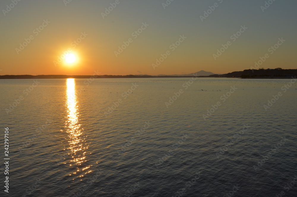 涸沼の夕景