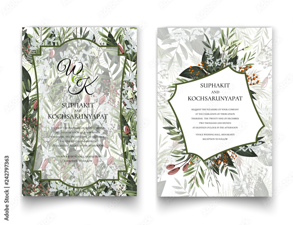 Floral frame for invitation cards and graphics.	