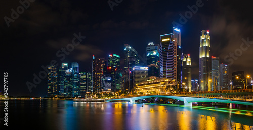 Singapore city skyline at night © Netfalls