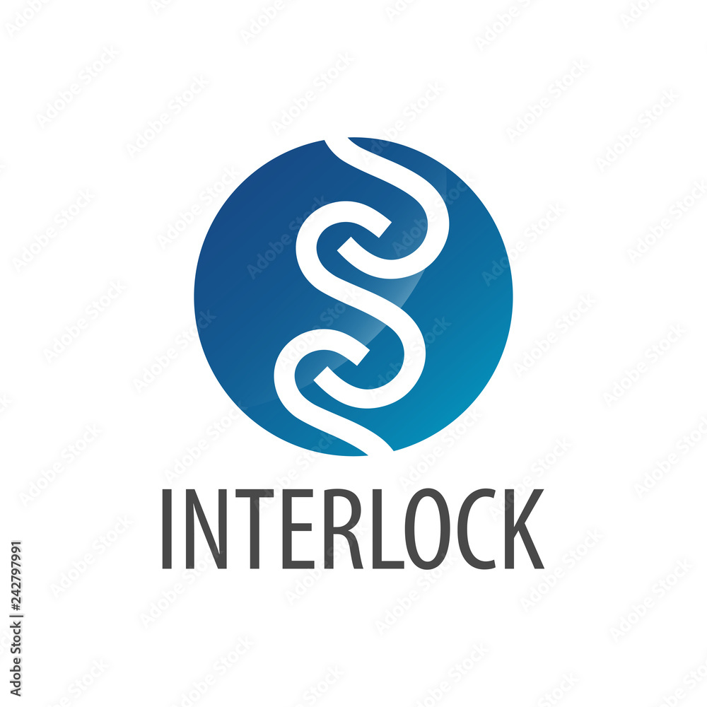 Interlock. Blue circle initial letter S logo concept design template